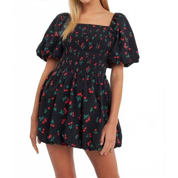 NEW ENGLISH FACTORY cherry mini dress in multi - Picture 1 of 4